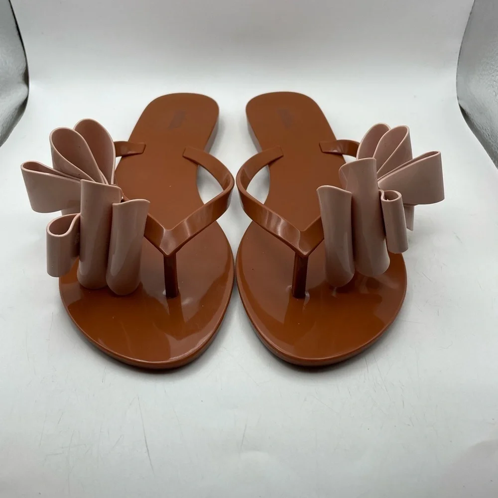 Melissa Pink Big bow womens jelly sandals size 8